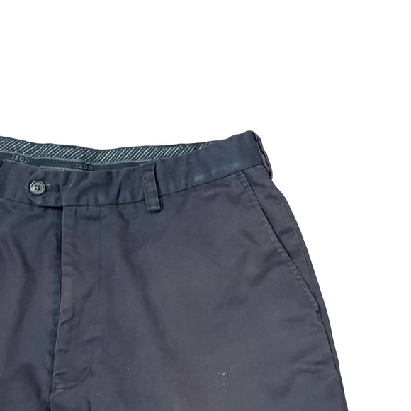 Izod Microfiber Golf Chino Short Pleated Classic Hi-Rise Solid Blue‎ Men Size 34 - Picture 5 of 8